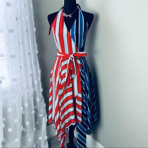 Alice and Olivia Canton striped silk halter dress
